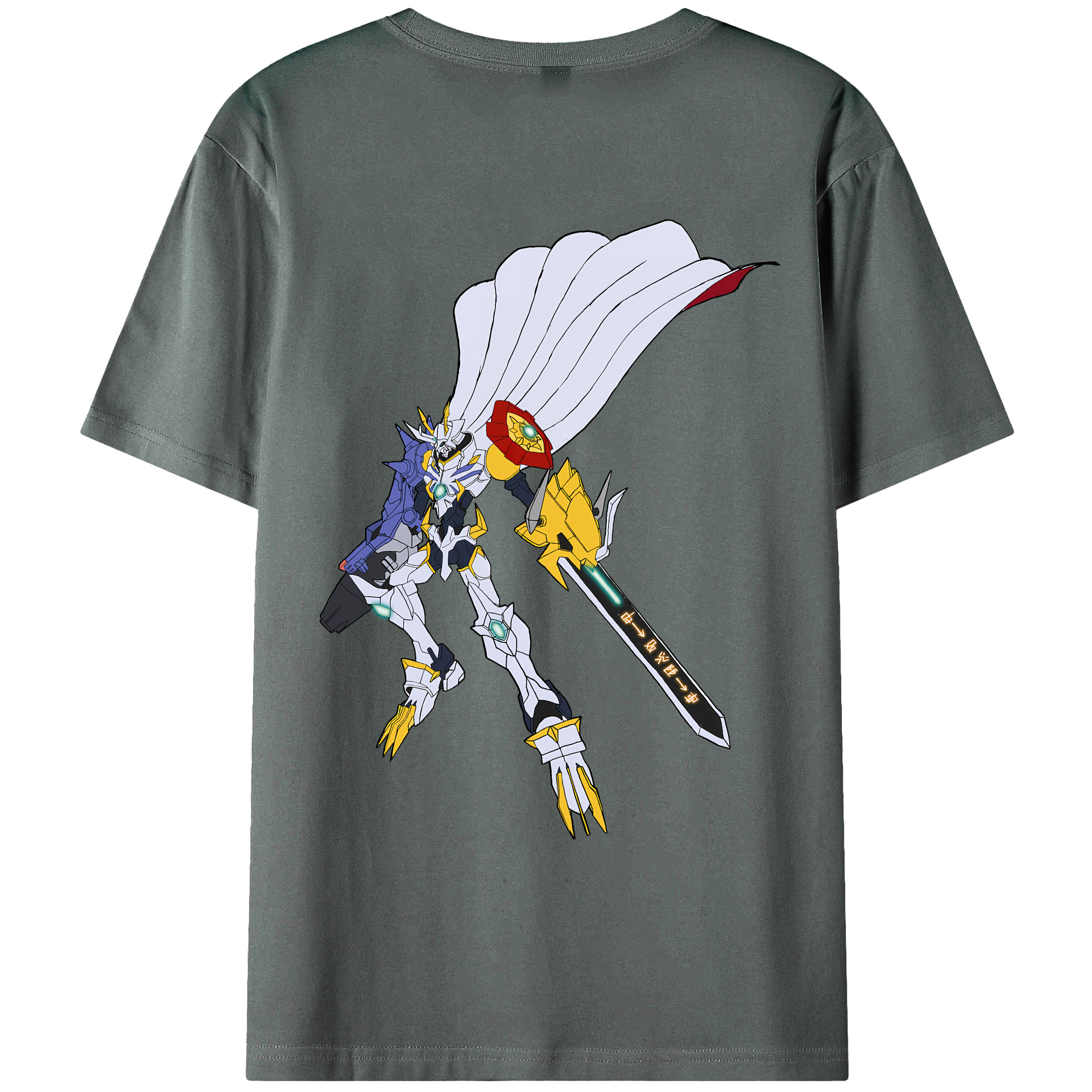 （画像用） Digimon デジタルモンスター/デジモン 綿100％ メンズ半袖Tシャツ（バックプリント） 通気性